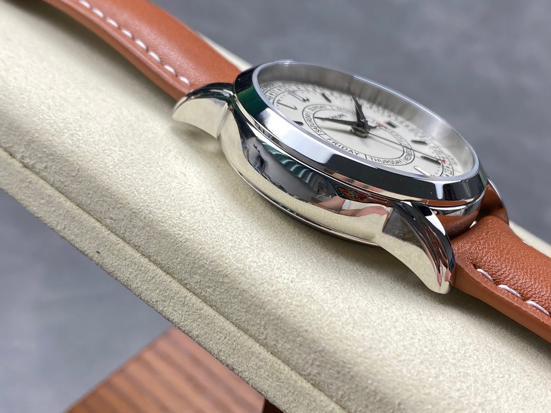 CALATRAVA STEEL CASE BROWN CALFSKIN STRAP