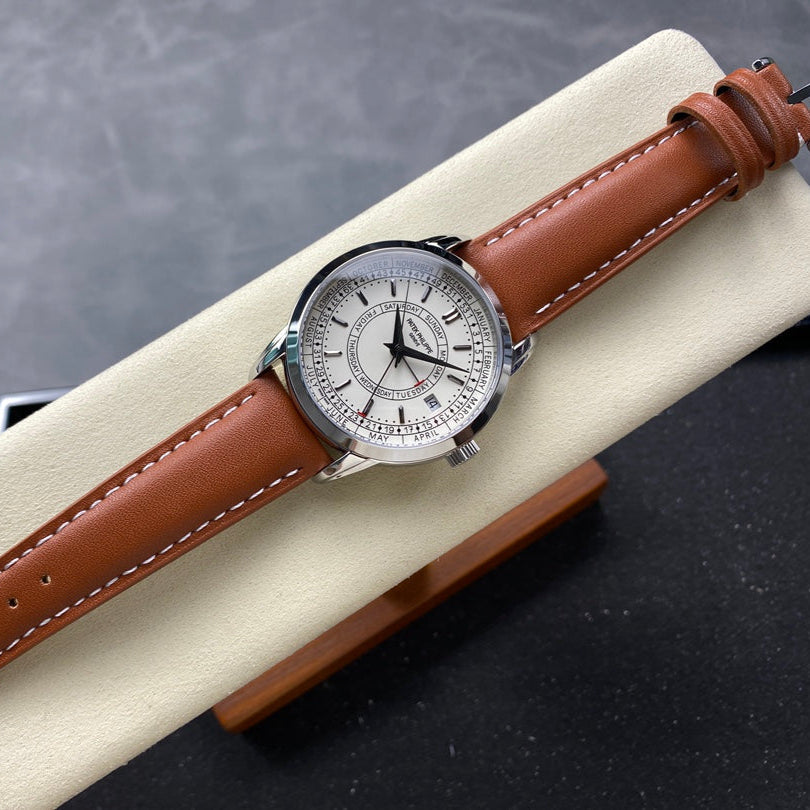 CALATRAVA STEEL CASE BROWN CALFSKIN STRAP