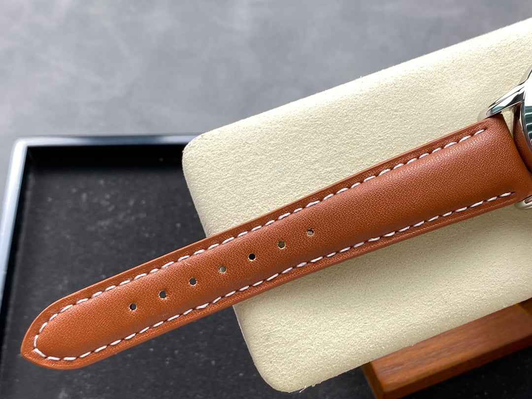 CALATRAVA STEEL CASE BROWN CALFSKIN STRAP