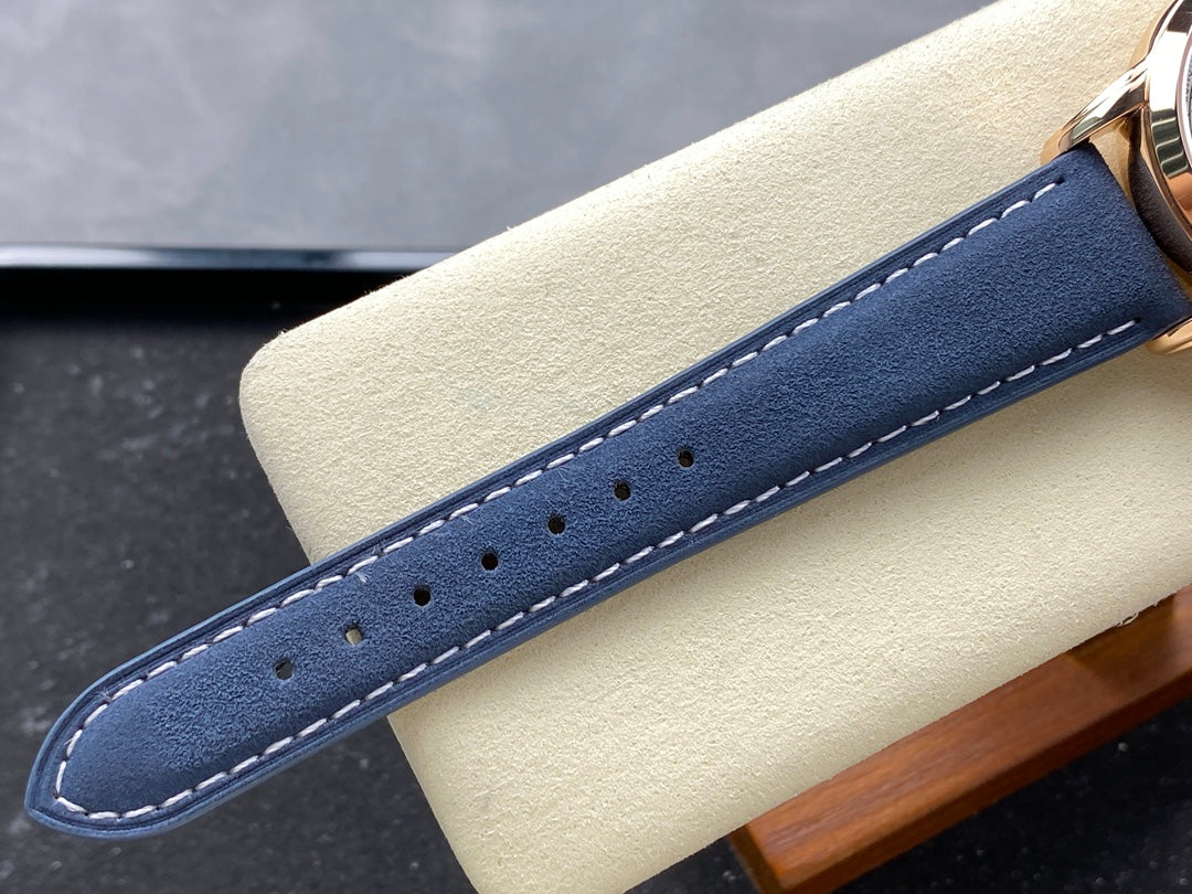 CALATRAVA ROSE GOLD CASE BLUE SUEDE STRAP