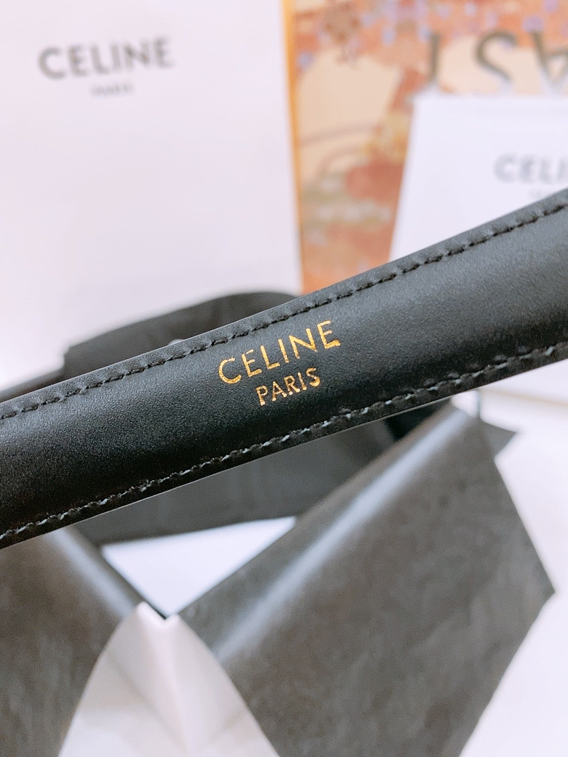 CELINE 25S BELT 18MM WITH ARC DE TRIOMPHE BUCKLE IN SILVER 571503