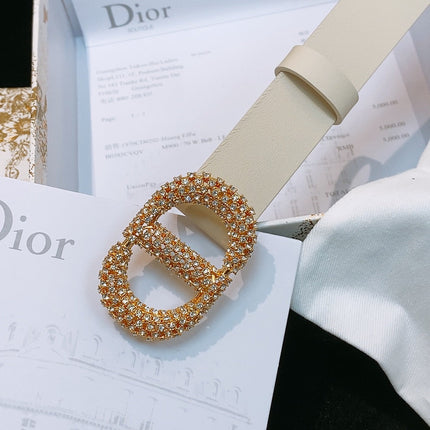 DIOR 26S BELT 25 MM IN WHITE CALFSKIN STYLE 3 643064