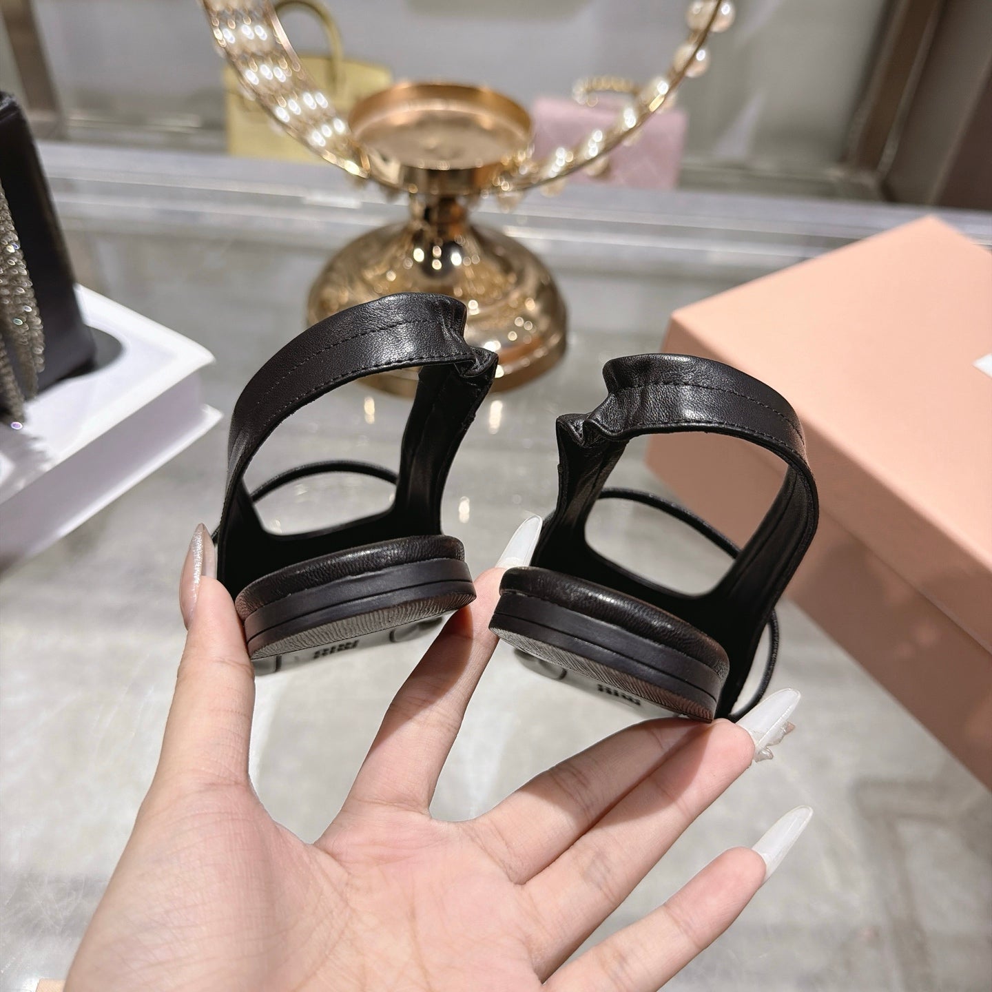 MIUMIU 26S SLINGBAC SANDALS IN BLACK CALFSKIN