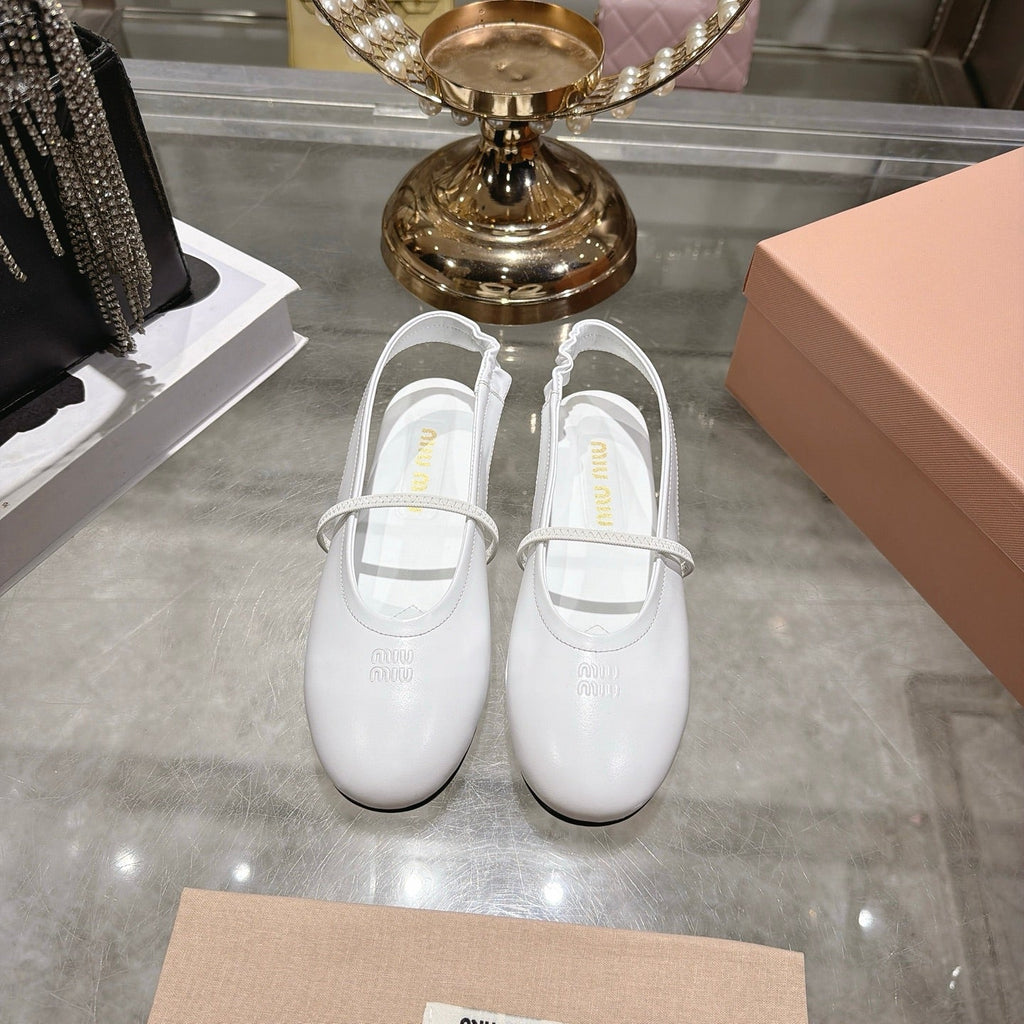 MIUMIU 26S SLINGBAC SANDALS IN WHITE CALFSKIN