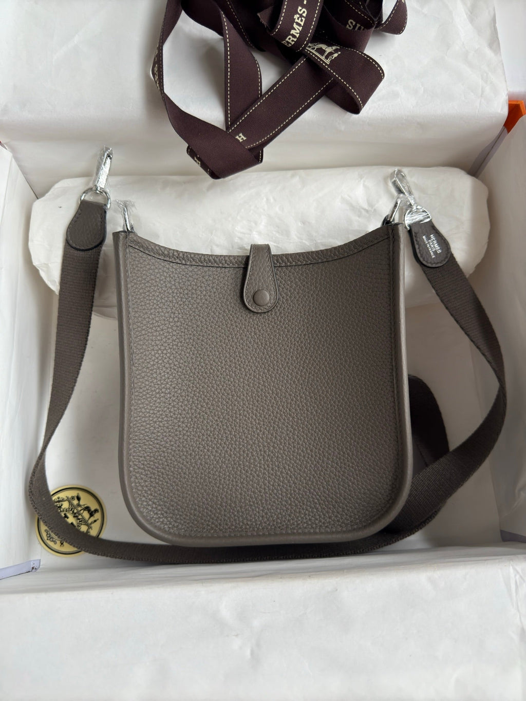 HM 25S EVELYNE 17 CM IN GRAY COWHIDE WITH SILVER HARDWARE