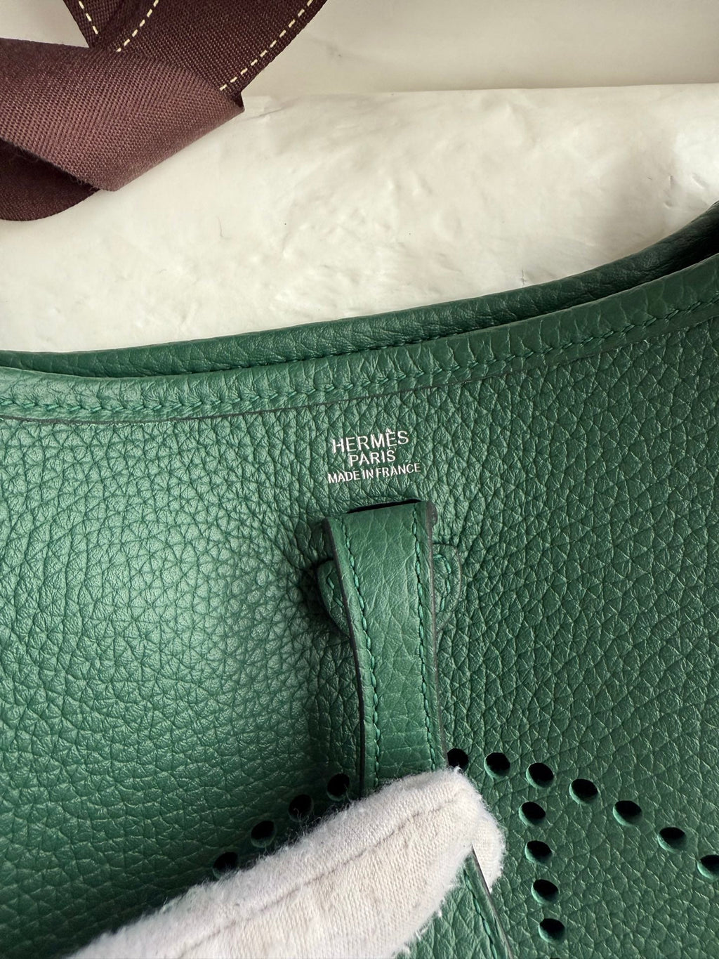 HM 25S EVELYNE 17 CM IN DARK GREEN COWHIDE WITH SILVER HARDWARE