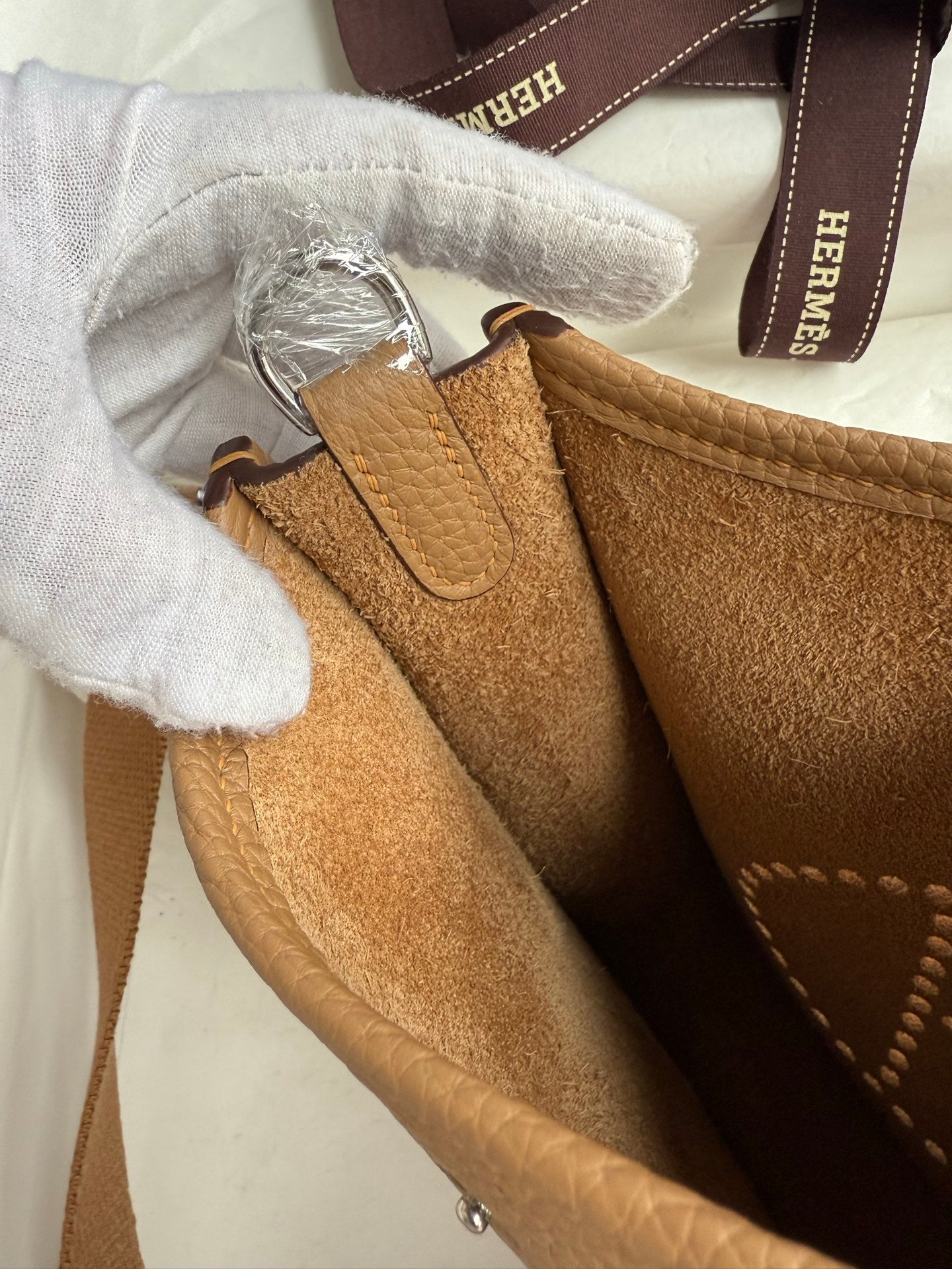 HM 25S EVELYNE 17 CM IN LIGHT BROWN COWHIDE WITH SILVER HARDWARE