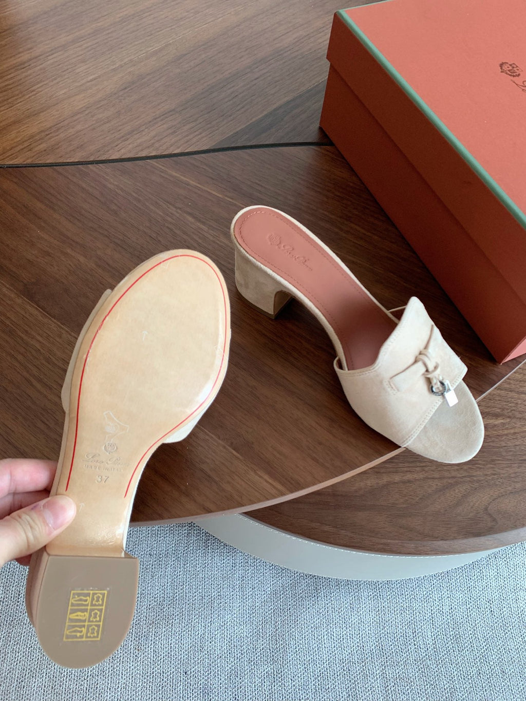 LP 26S SUMMER MULE HEELS 60MM IN CREAM WHITE SUEDE SILVER HARDWARE