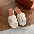 LP 26S SUMMER CHARMS SLIDES IN CREAM WHITE SUEDE SILVER HARDWARE