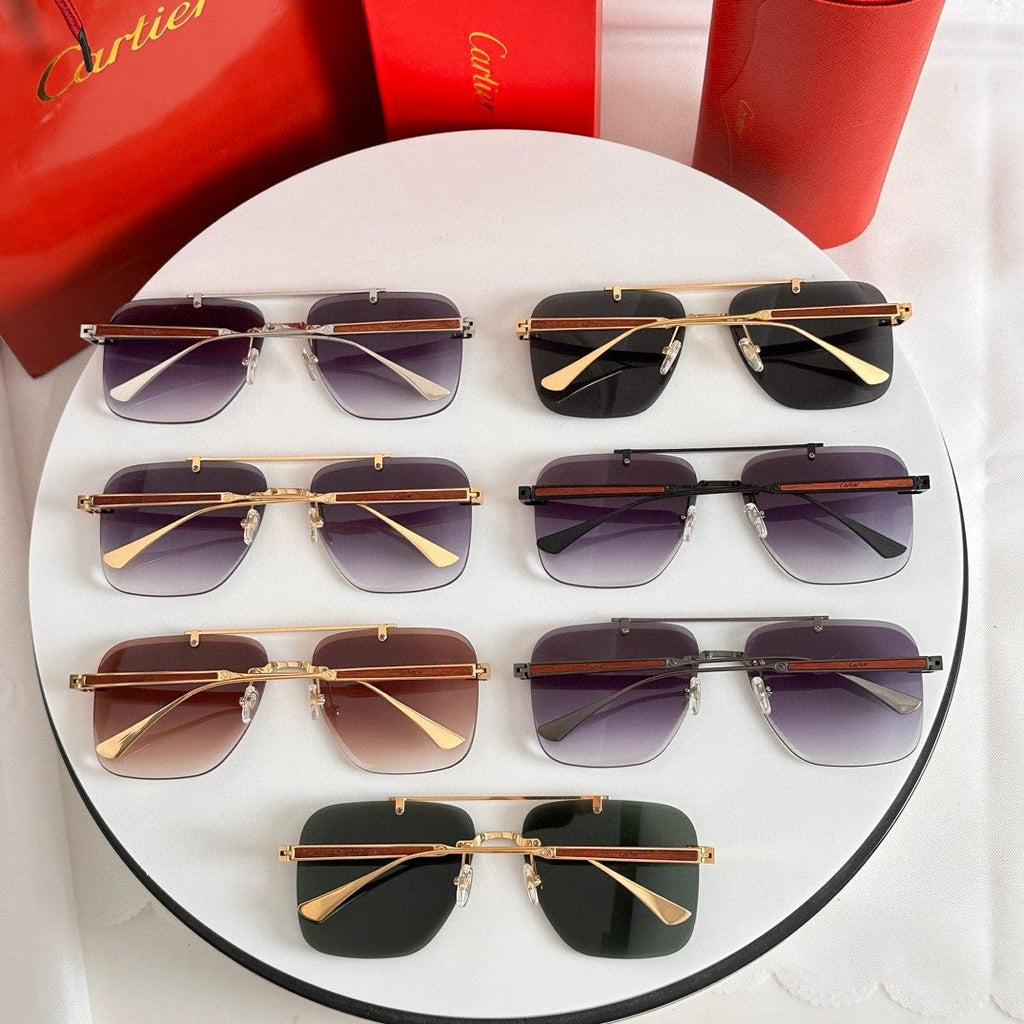 SANTOS SQUARE FRAME SUNGLASSES 524492 IN METAL AND WOODEN