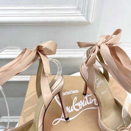 CASSIA LACE UP 100MM IN BEIGE SATIN