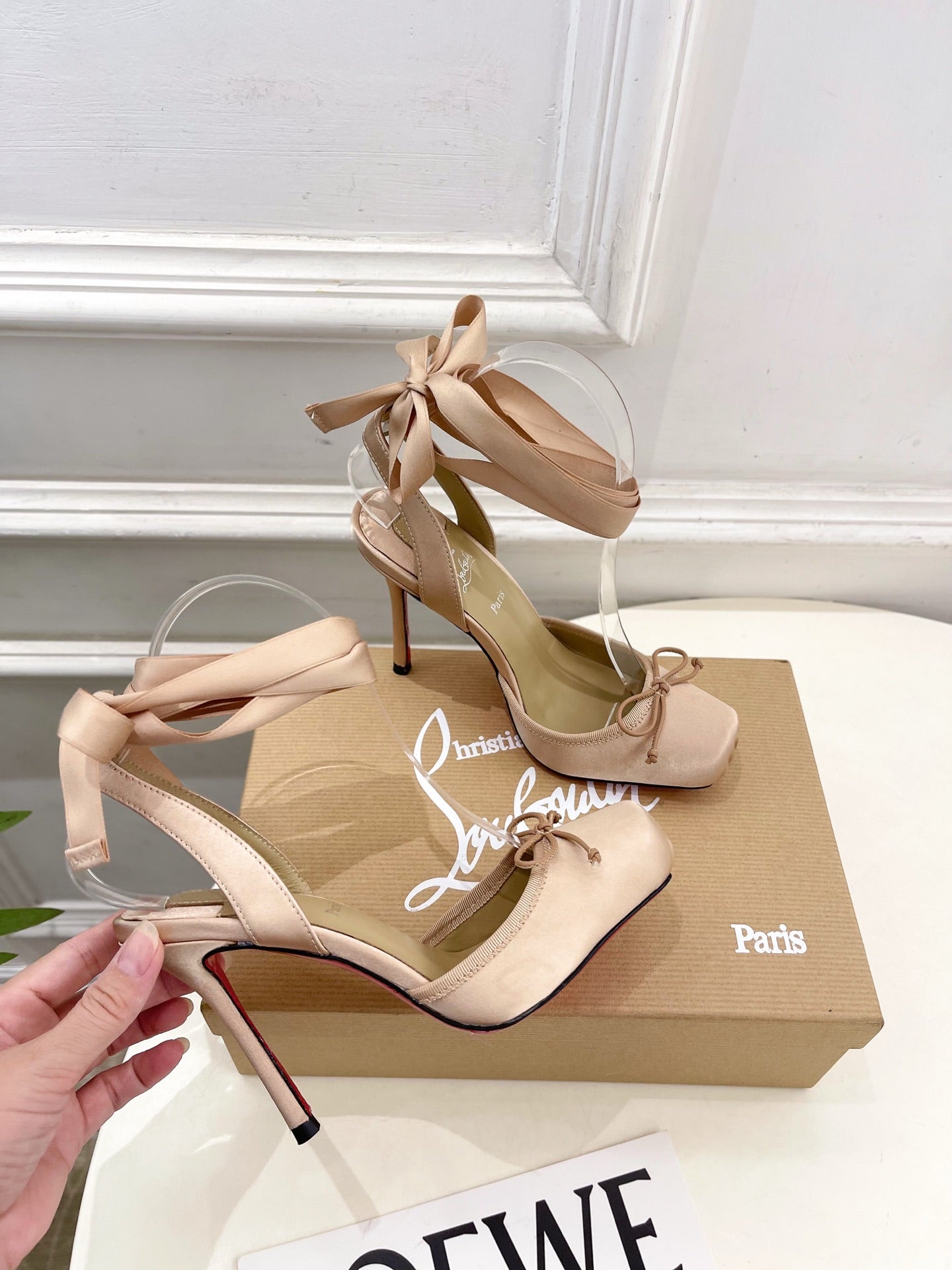 CASSIA LACE UP 100MM IN BEIGE SATIN