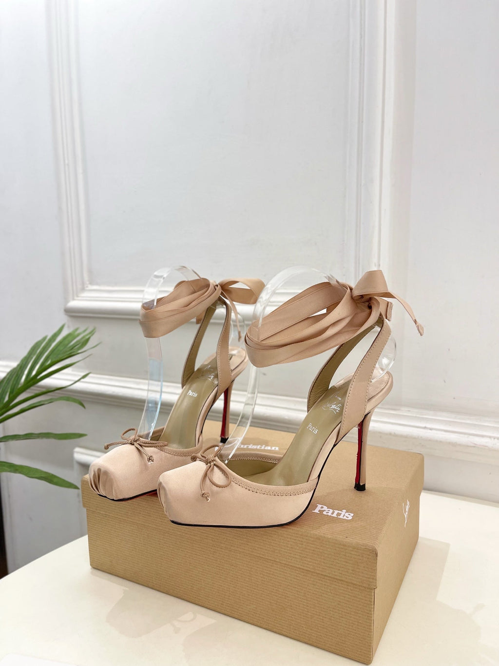 CASSIA LACE UP 100MM IN BEIGE SATIN
