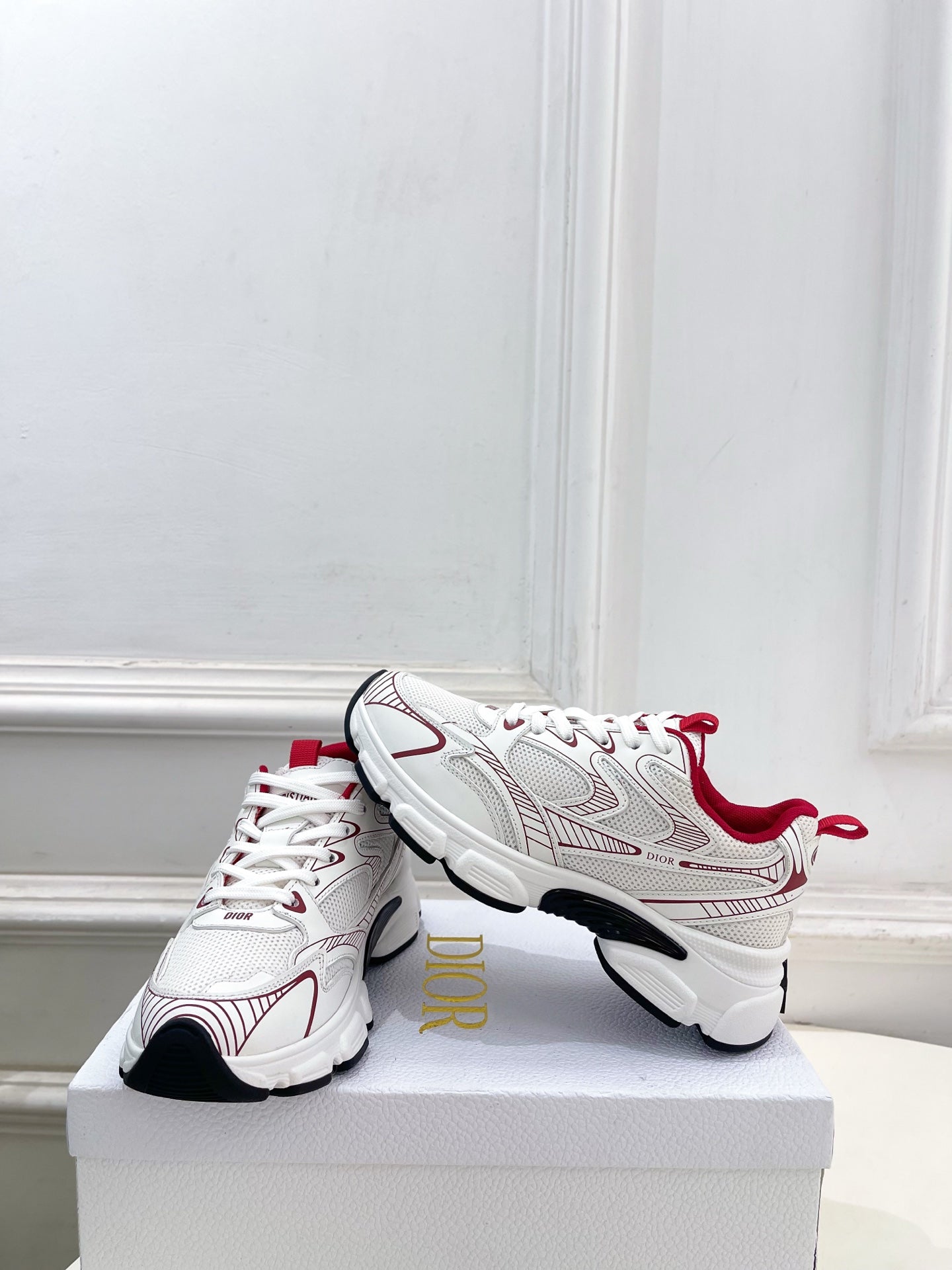DIOR 26S SNEAKER IN WHITE CALFSKIN AND MESH FABRIC