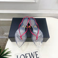 ALAIA 26S POINTED-TOE THONG SANDALS IN DARK PINK SATIN AND TRANSPARENT PVC