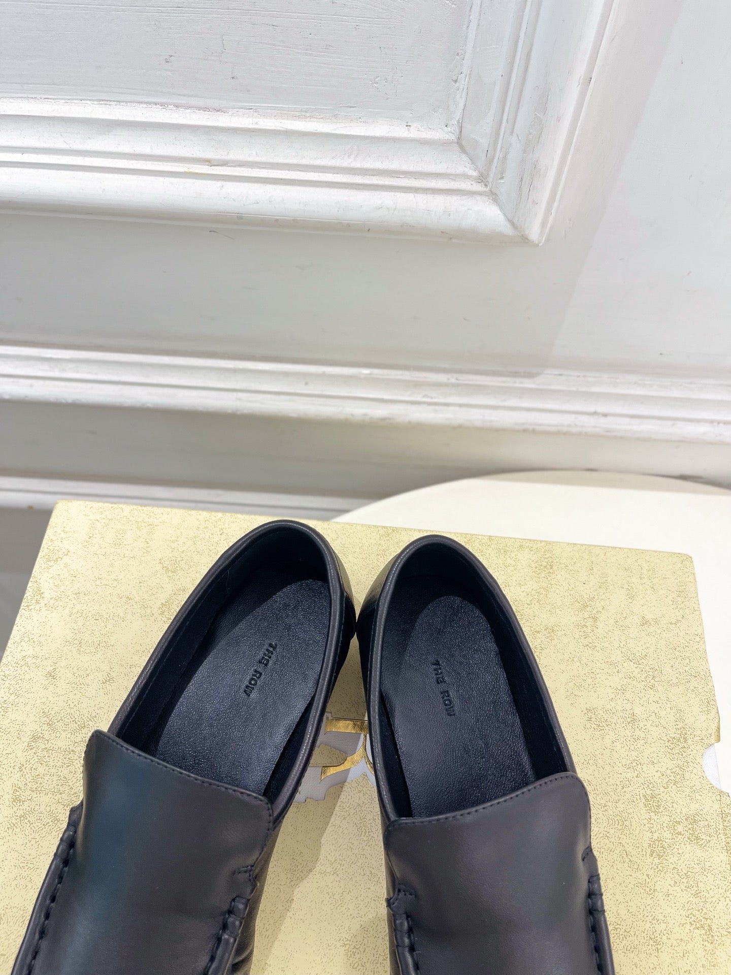 THE ROW 26S MOCCASIN LOAFERS 20MM IN BLACK CALFSKIN