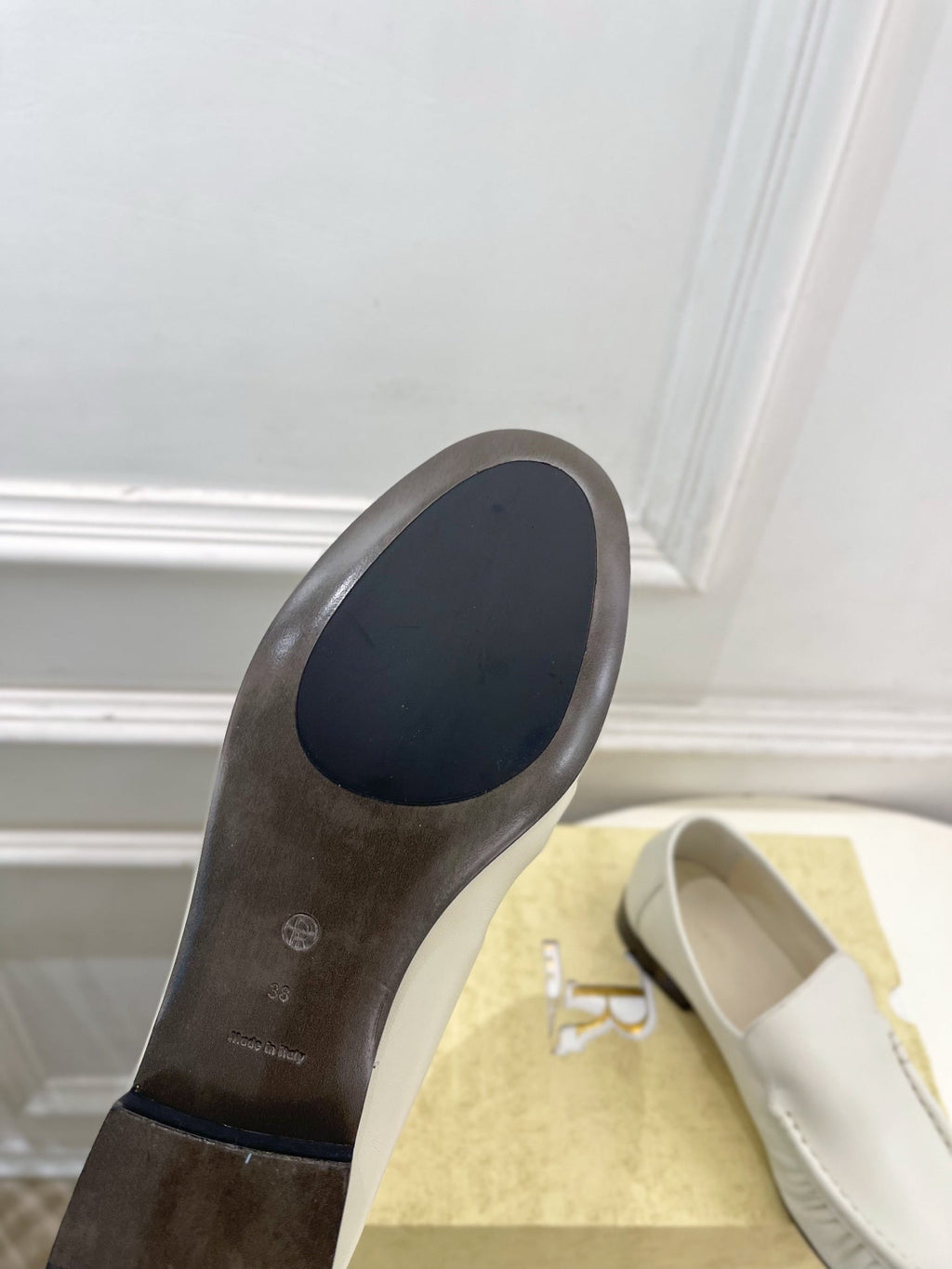 THE ROW 26S MOCCASIN LOAFERS 20MM IN IVORY WHITE CALFSKIN