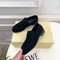 THE ROW 26S MOCCASIN LOAFERS 20MM IN BLACK SUEDE