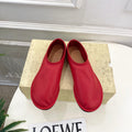 THE ROW 26S SLIP-ON FLATS IN RED NAPPA CALFSKIN