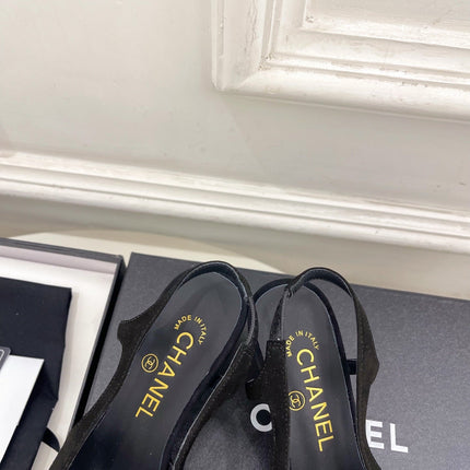 CHANEL 26S POINTED TOE HIGH HEELS 55 MM IN BLACK SUEDE