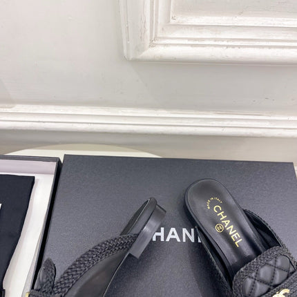 CHANEL 26S MULES IN BLACK LAMBSKIN FABRIC