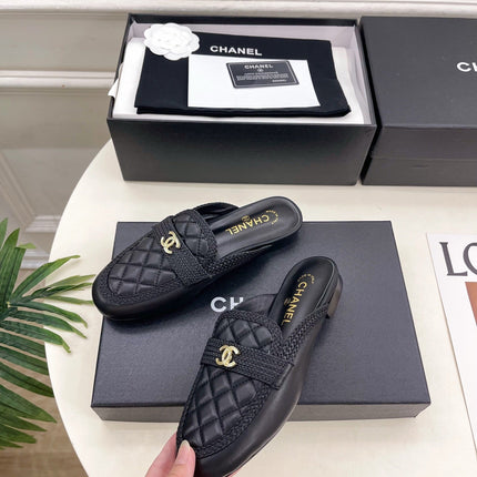 CHANEL 26S MULES IN BLACK LAMBSKIN FABRIC