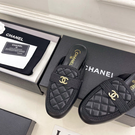 CHANEL 26S MULES IN BLACK LAMBSKIN FABRIC