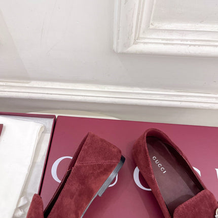 GUCCI 26S LOAFERS MM IN DARK RED SUEDE WITH SILVER HARDWARE
