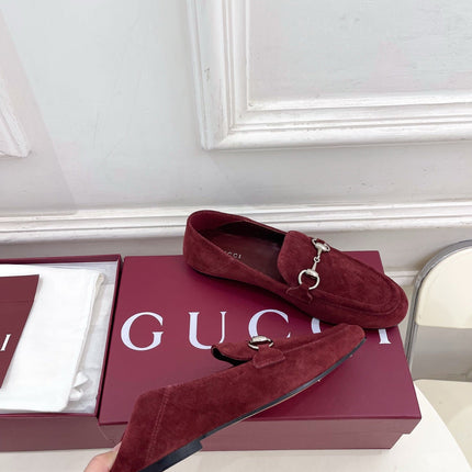 GUCCI 26S LOAFERS MM IN DARK RED SUEDE WITH SILVER HARDWARE