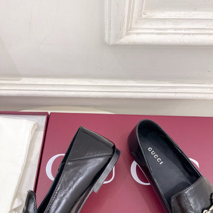 GUCCI 26S LOAFERS MM IN BLACK CALFSKIN WITH SILVER HARDWARE