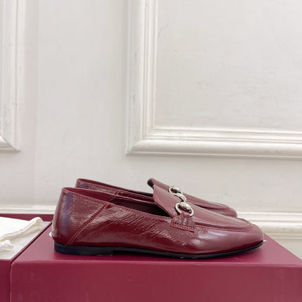 GUCCI 26S LOAFERS MM IN DARK RED CALFSKIN WITH SILVER HARDWARE