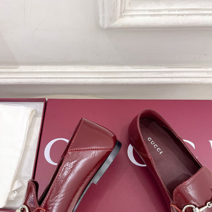 GUCCI 26S LOAFERS MM IN DARK RED CALFSKIN WITH SILVER HARDWARE