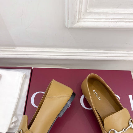 GUCCI 26S LOAFERS MM IN BEIGE BROWN CALFSKIN WITH SILVER HARDWARE
