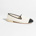 MOCCASINS WHITE BLACK LAMBSKIN