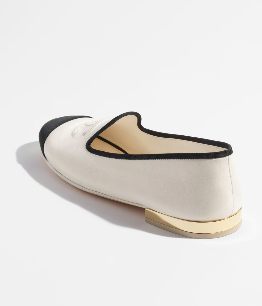 MOCCASINS WHITE BLACK LAMBSKIN