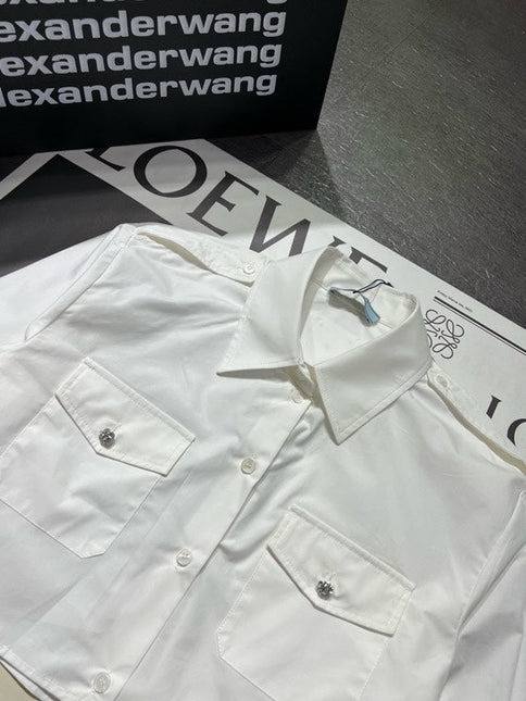 PRADA 26S CROPPED LONG-SLEEVE SHIRT 1155