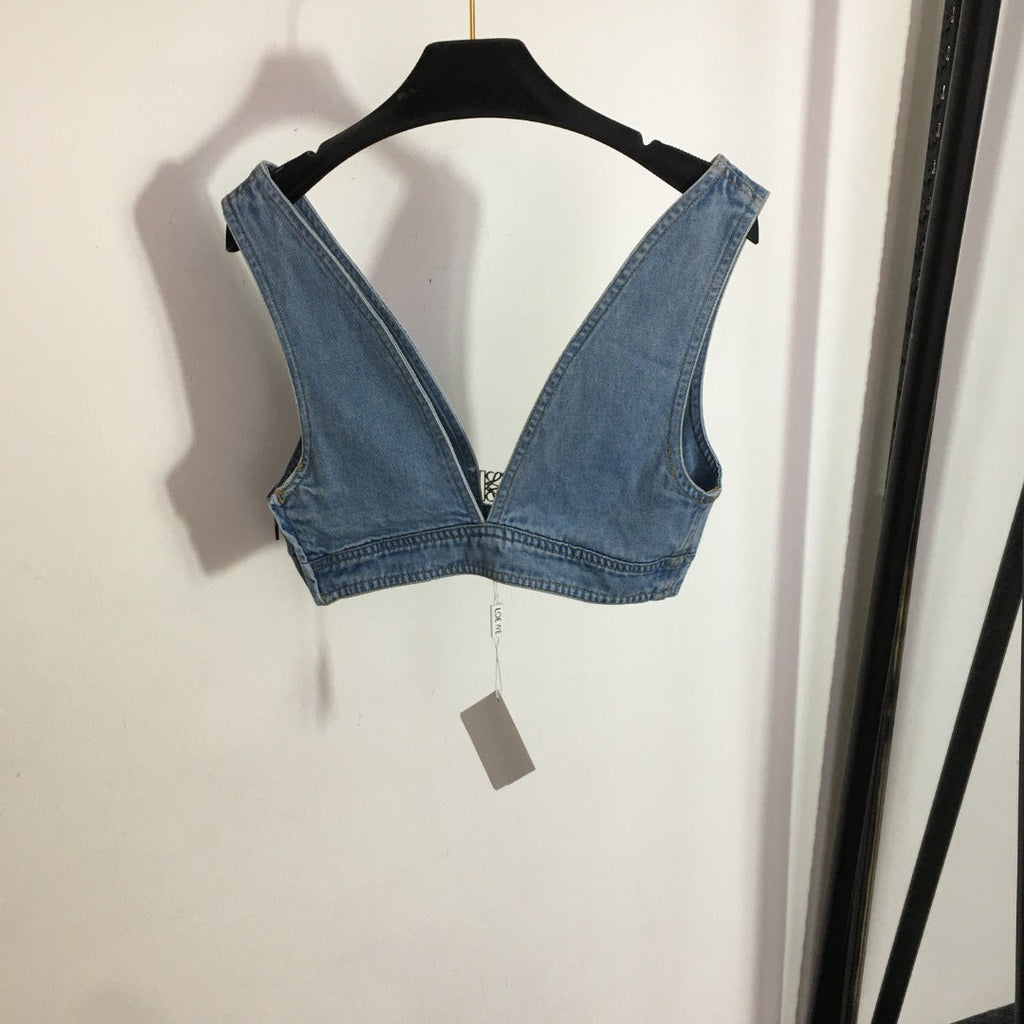 LOEWE 26S DENIM BRALETTE TOP 393