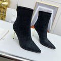 BALMAIN 26S BOOTS 95 MM IN BLACK DENIM