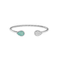 BOHEME AQUAMARINE DIAMOND SILVER OPEN BRACELET
