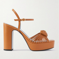VALENTINO GARAVANI COEUR ROYAL PLATFORM SANDALS IN BROWN CALFSKIN