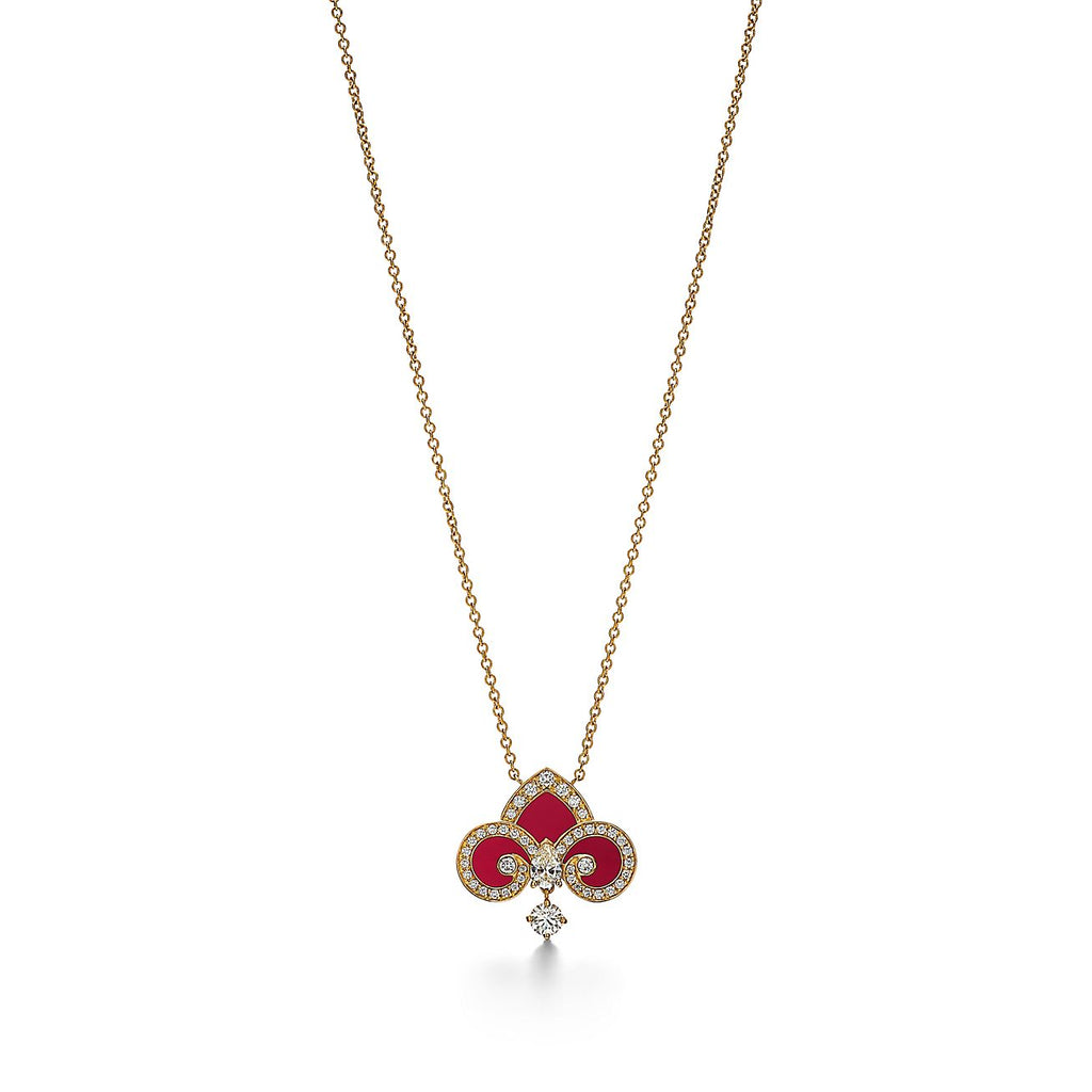 FLEUR DE LIS PINK GOLD DIAMOND NECKLACE
