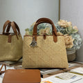 DIOR 26S TOUJOURS BAG 28 IN BROWN AND BEIGE RAFFIA