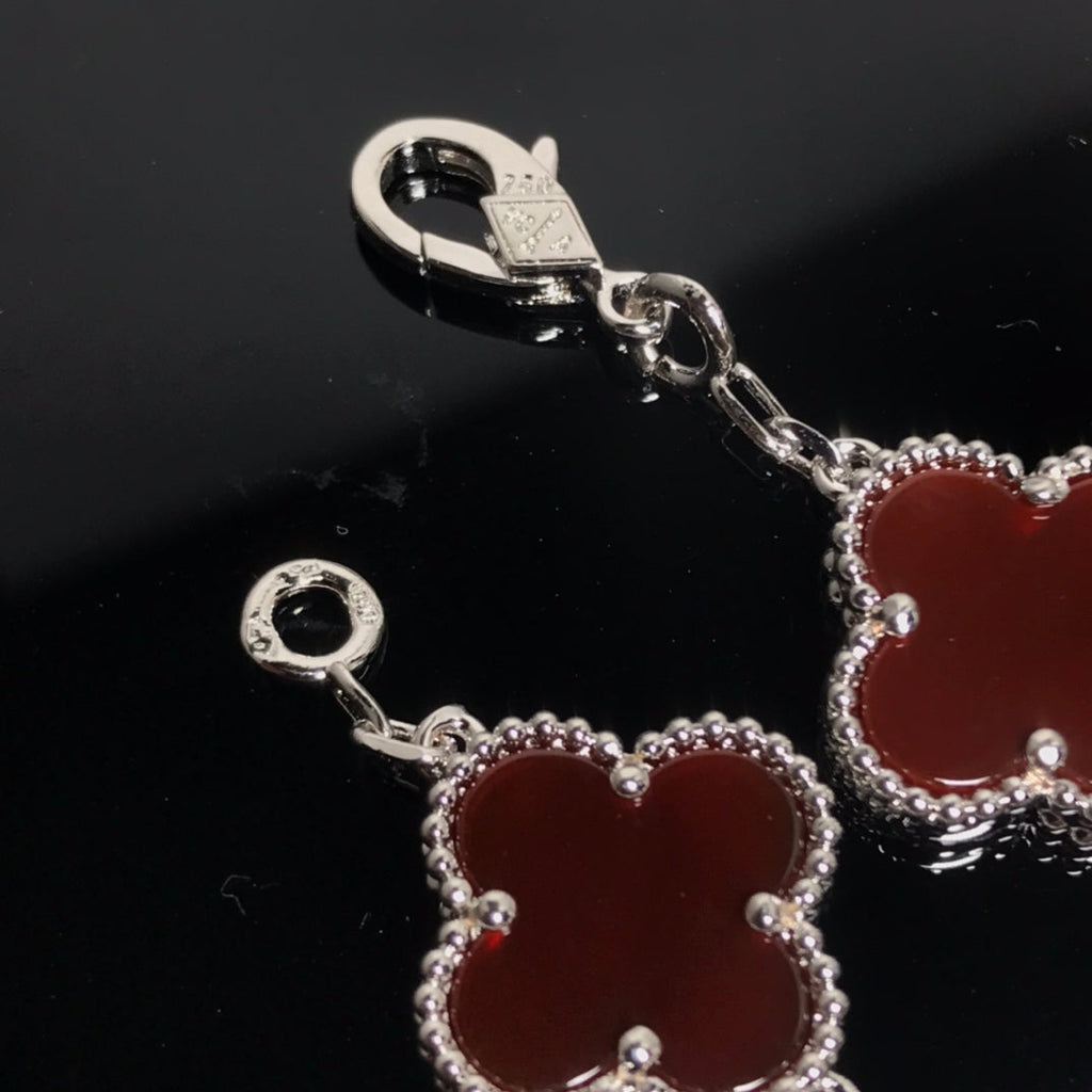 CLOVER BRACELET 5 MOTIF CARNELIAN MOP SILVER