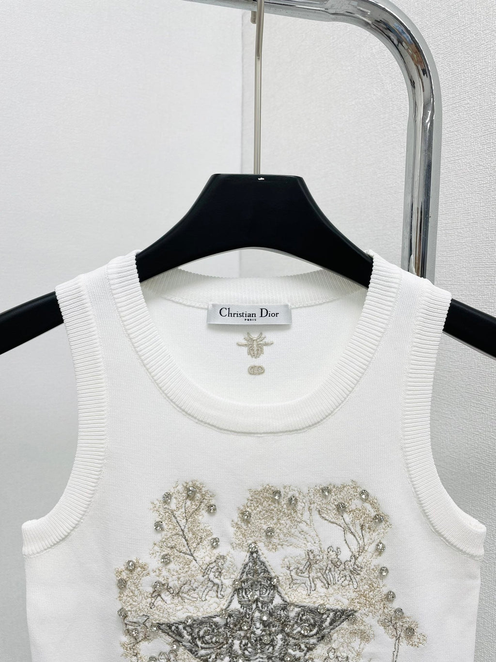 CD Star Embroidered Cropped Tank Top