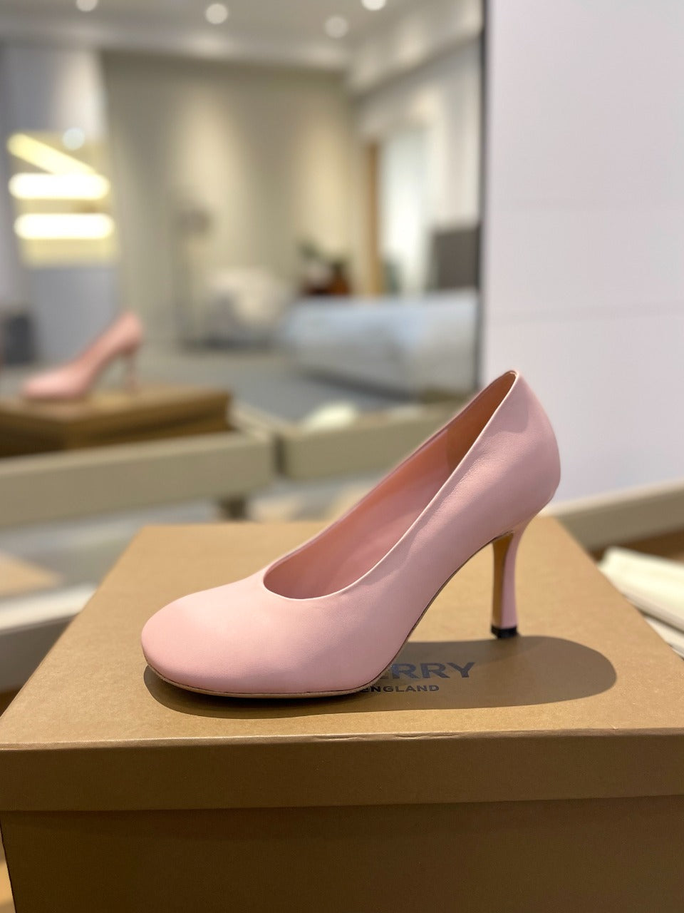 BURBERRY 26S HIGH HEELS 85 MM IN LIGHT PINK CALFSKIN