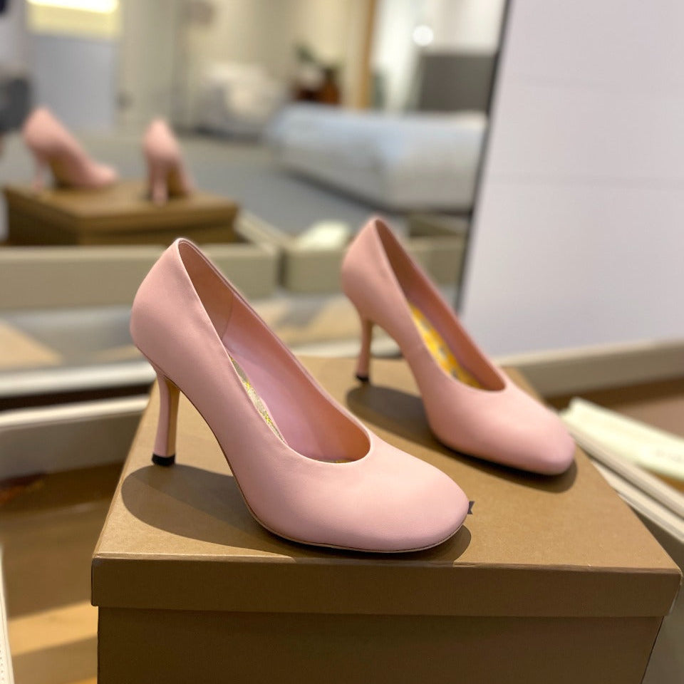 BURBERRY 26S HIGH HEELS 85 MM IN LIGHT PINK CALFSKIN