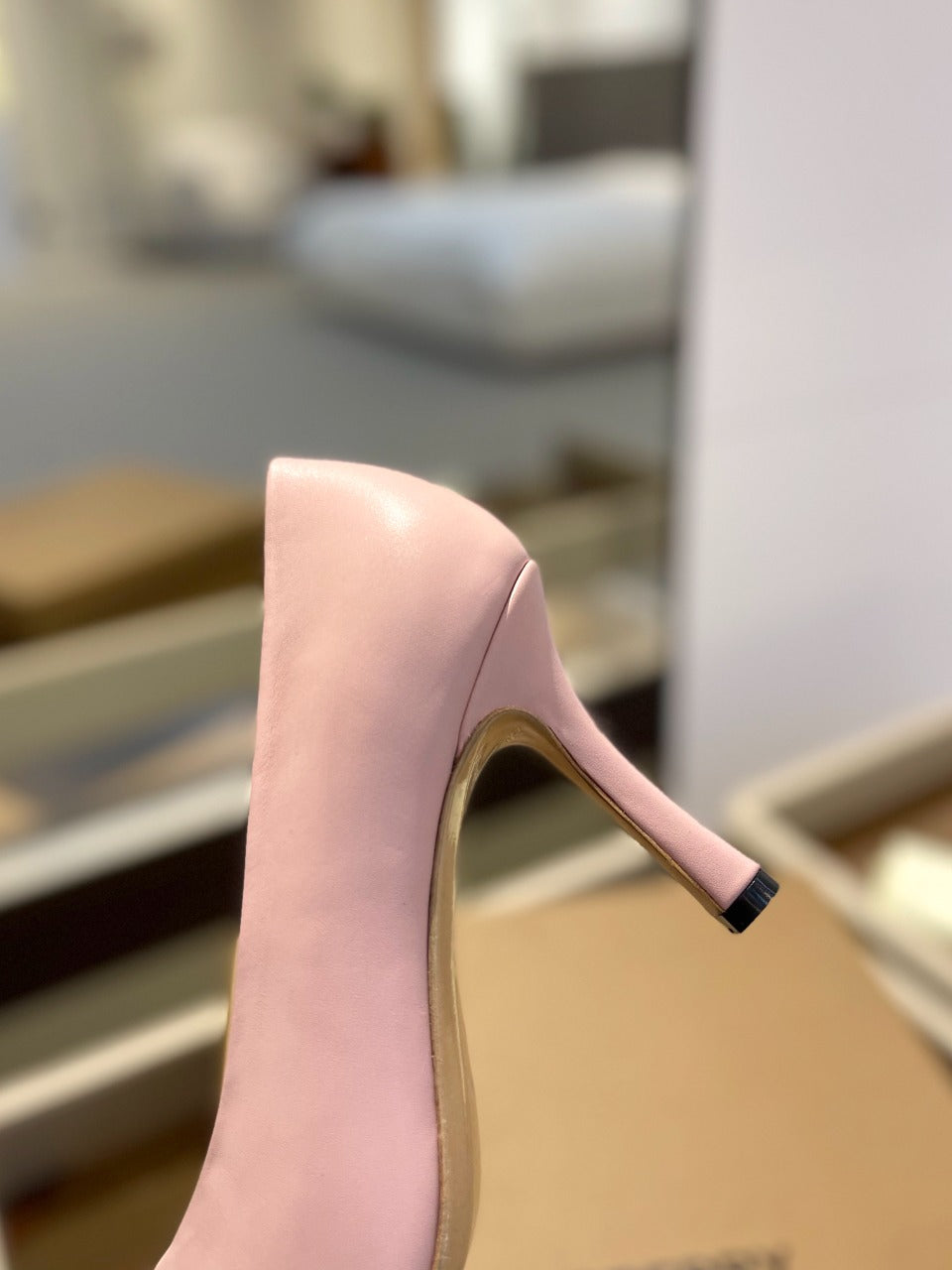 BURBERRY 26S HIGH HEELS 85 MM IN LIGHT PINK CALFSKIN