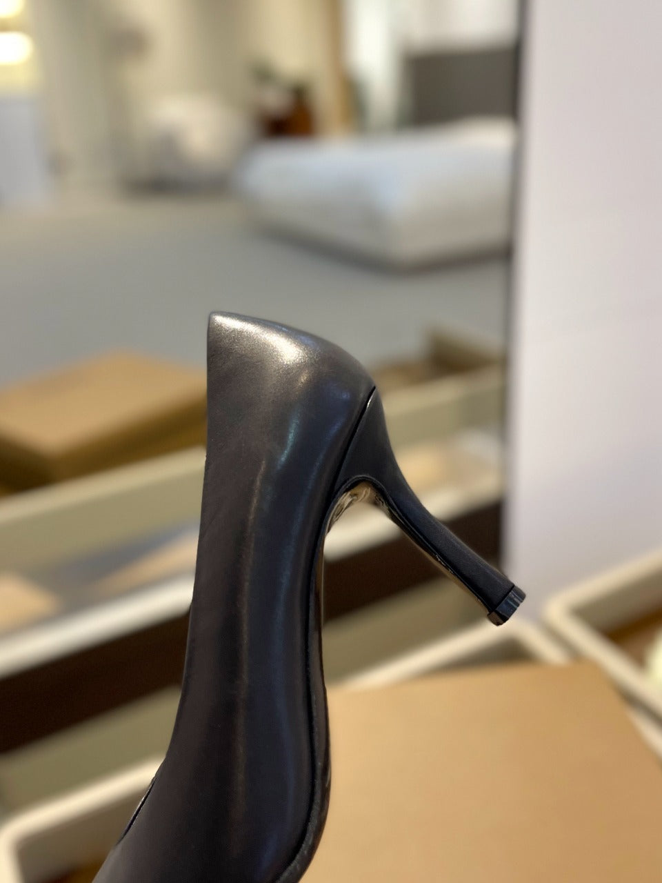 BURBERRY 26S HIGH HEELS 85 MM IN BLACK CALFSKIN