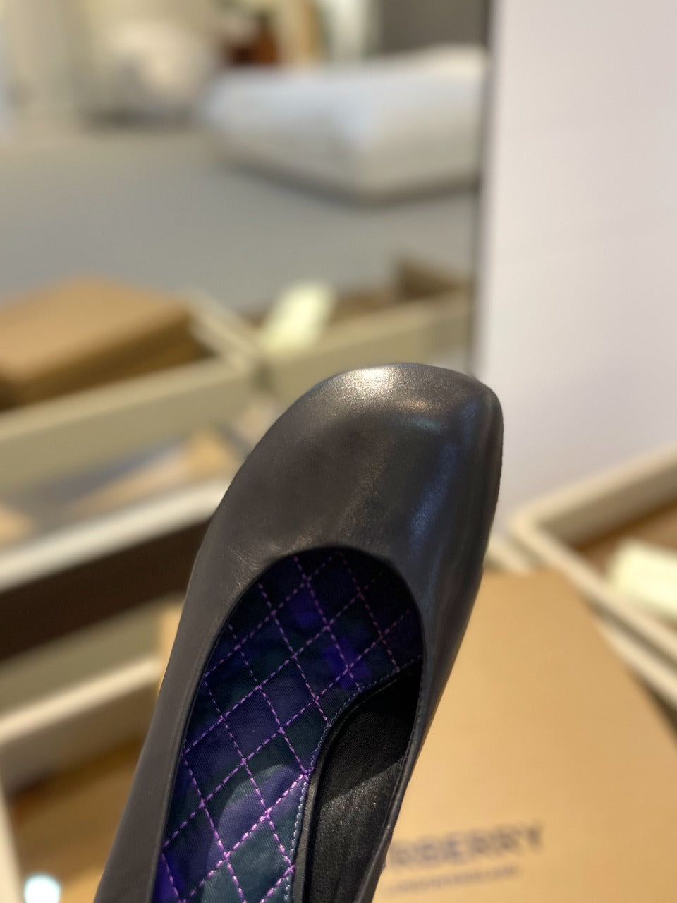 BURBERRY 26S HIGH HEELS 85 MM IN BLACK CALFSKIN