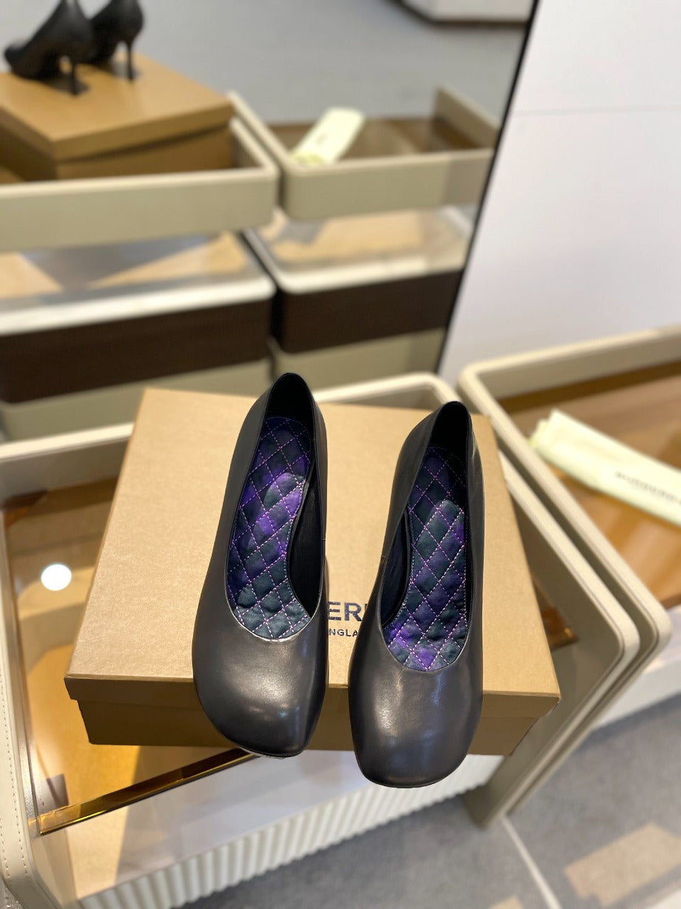 BURBERRY 26S HIGH HEELS 85 MM IN BLACK CALFSKIN